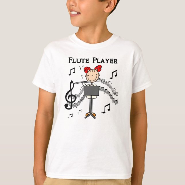 Stick Figure Girl Flute Player Tshirts and Gifts (Front)