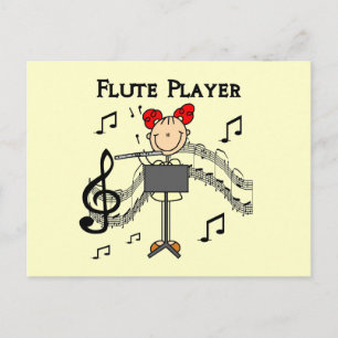 Stick Figure Girl Flute Player Tshirts and Gifts Postcard