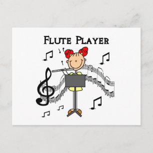 Stick Figure Girl Flute Player Tshirts and Gifts Postcard