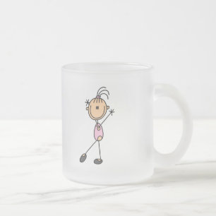 Stick Figure Girl Gymnast Tshirts and Gifts Frosted Glass Coffee Mug