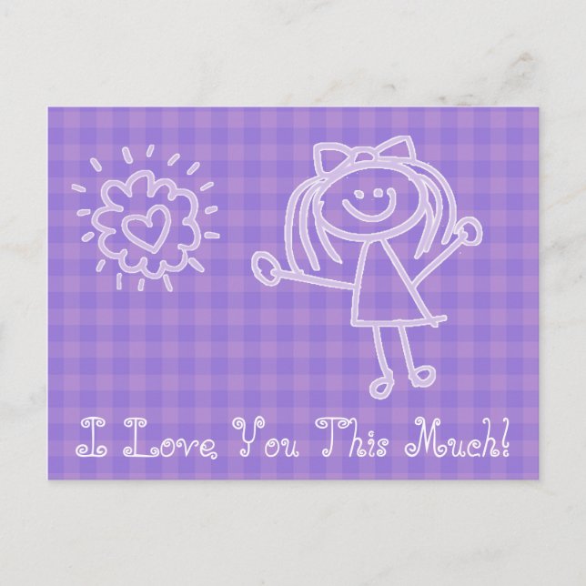 Stick Figure Girl | I Love You This Much Postcard (Front)