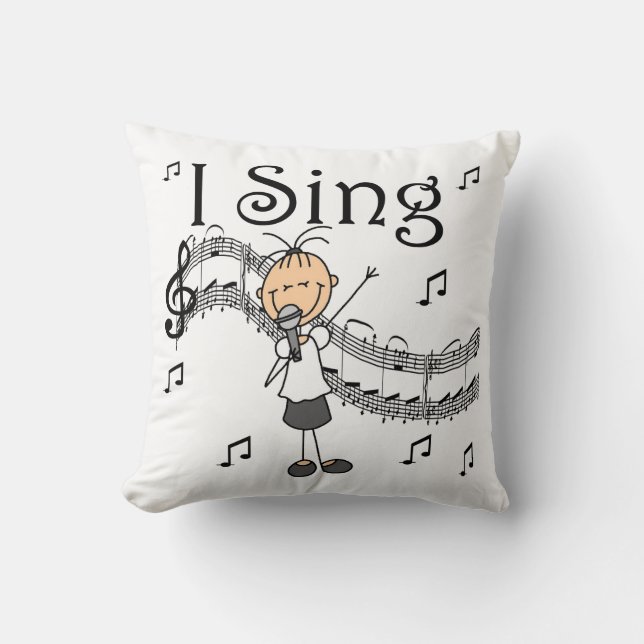 Stick Figure Girl I Sing T-shirts and Gifts Cushion (Front)