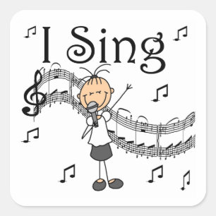 Stick Figure Girl I Sing T-shirts and Gifts Square Sticker