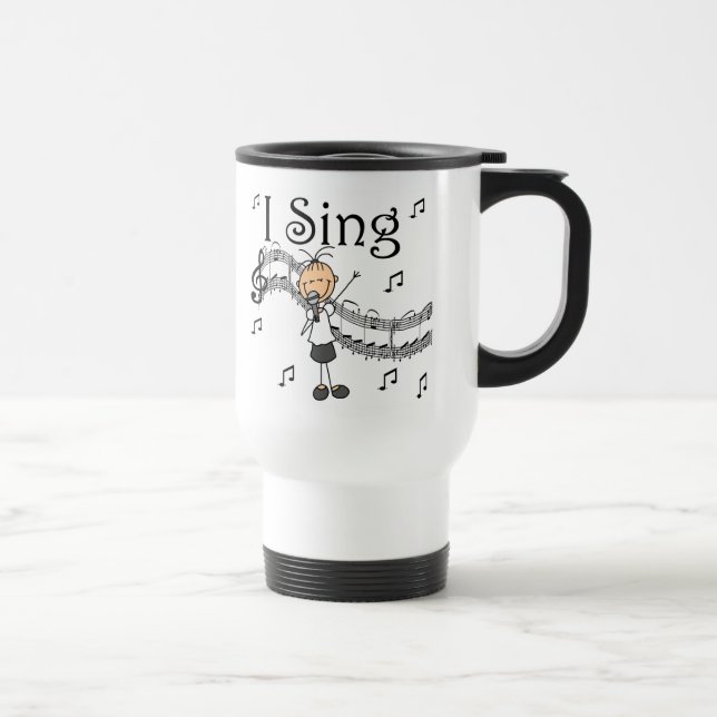 Stick Figure Girl I Sing T-shirts and Gifts Travel Mug (Right)