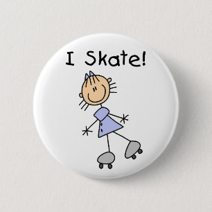 Stick Figure Girl I Skate 6 Cm Round Badge