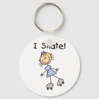 Stick Figure Girl I Skate Key Ring