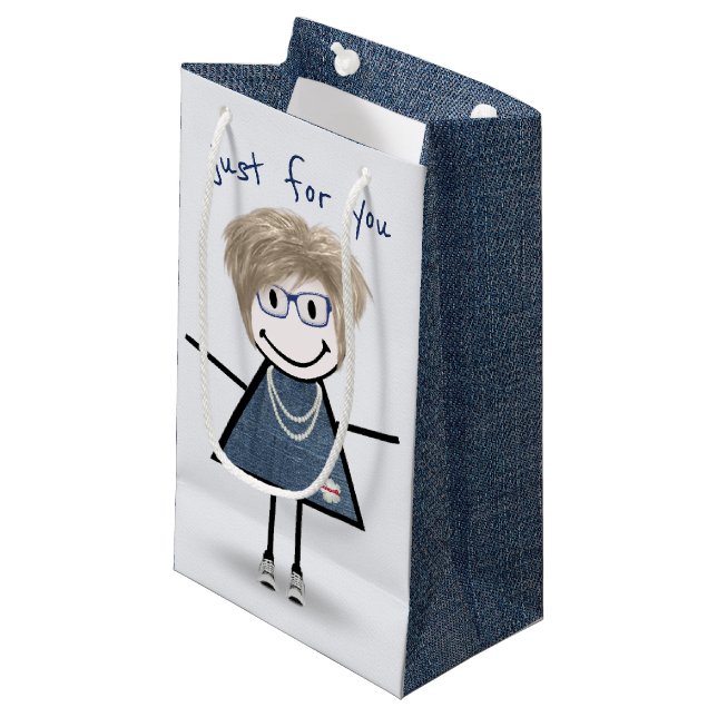 Stick Figure Girl In Sneakers  Small Gift Bag (Front Angled)