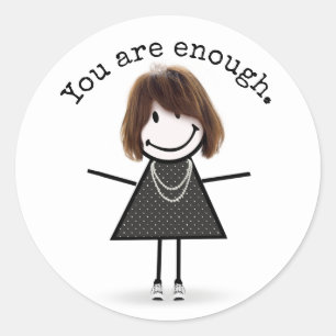 Stick Figure Girl In Sneakers with Quote  Classic Round Sticker