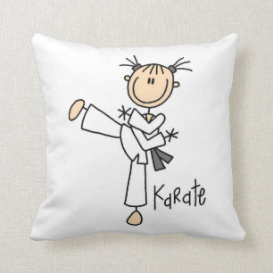 Stick Figure Girl Karate T-shirts and Gifts Cushion