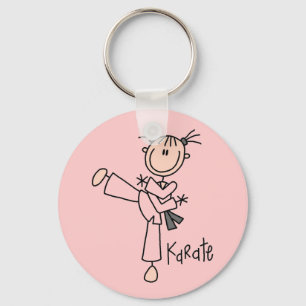 Stick Figure Girl Karate T-shirts and Gifts Key Ring