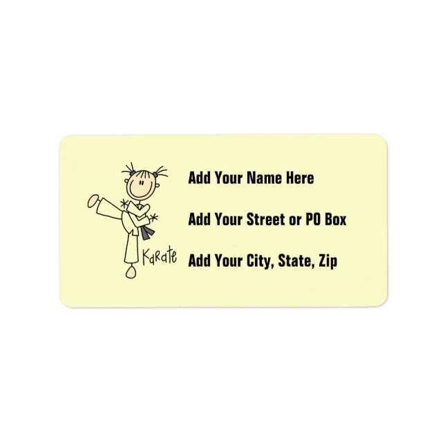 Stick Figure Girl Karate T-shirts and Gifts Label (Front)