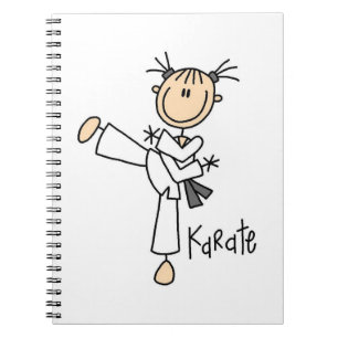 Stick Figure Girl Karate T-shirts and Gifts Notebook