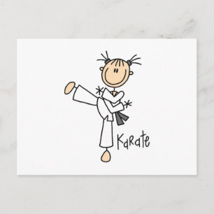Stick Figure Girl Karate T-shirts and Gifts Postcard