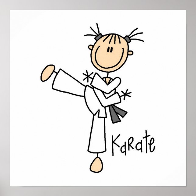 Stick Figure Girl Karate T-shirts and Gifts Poster (Front)