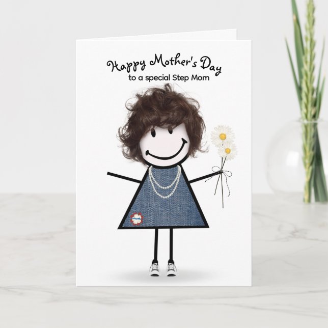 Stick Figure Girl Mother's Day for Stepmom Card (Front)