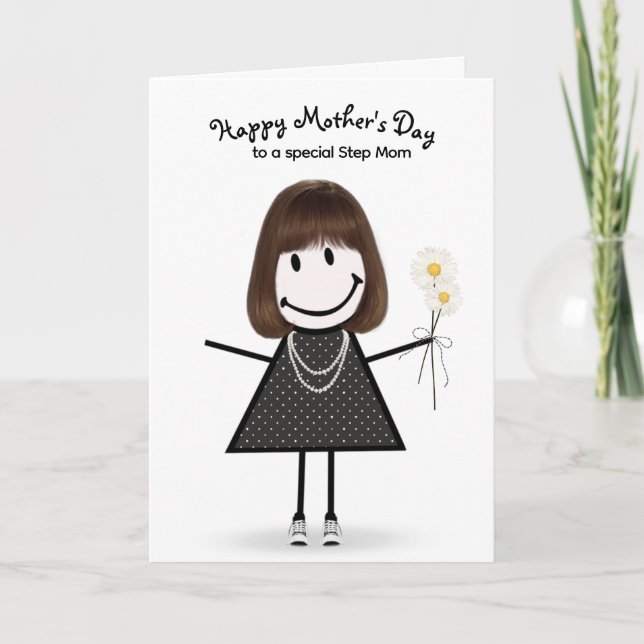Stick Figure Girl Mother's Day for Stepmom  Card (Front)