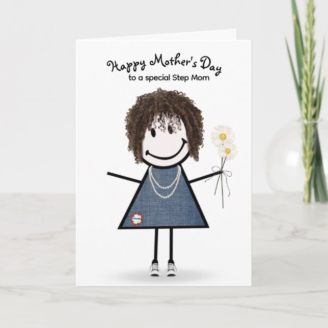 Stick Figure Girl Mother's Day for Stepmom Card (Front)