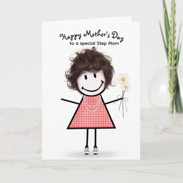 Stick Figure Girl Mother's Day for Stepmom Card (Front)