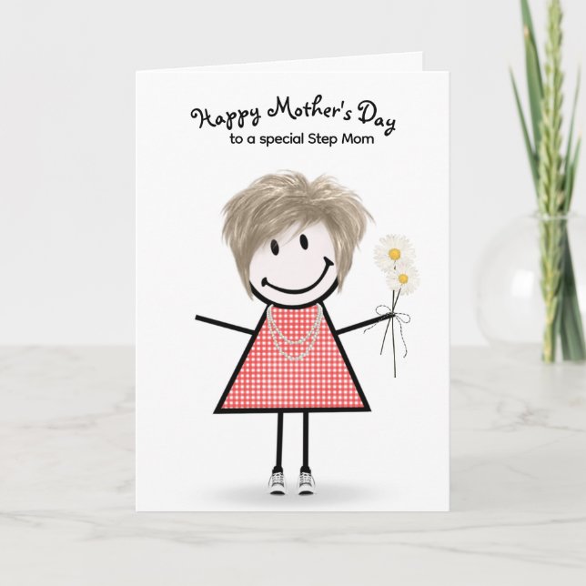 Stick Figure Girl Mother's Day for Stepmom Card (Front)