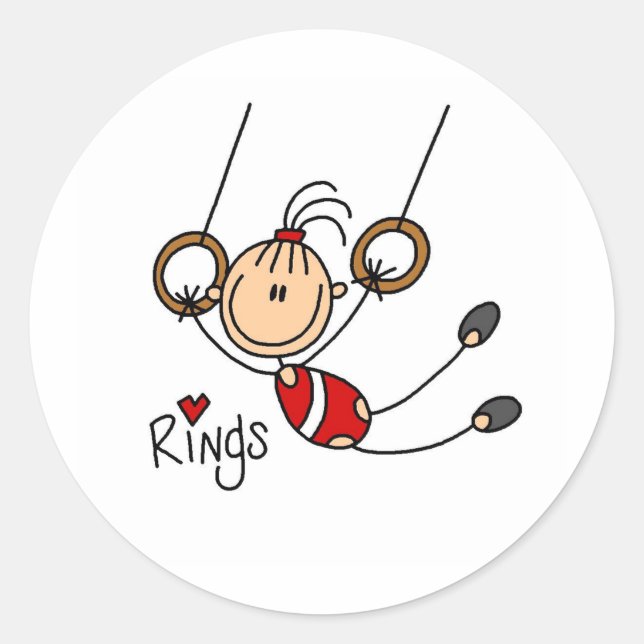 Stick figure girl on Rings Stickers (Front)