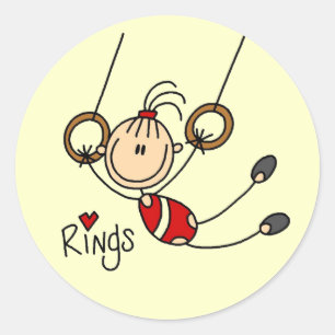 Stick figure girl on Rings Tshirts and Gifts Classic Round Sticker