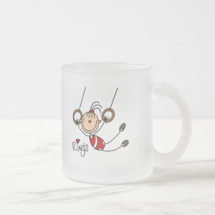 Stick figure girl on Rings Tshirts and Gifts Frosted Glass Coffee Mug