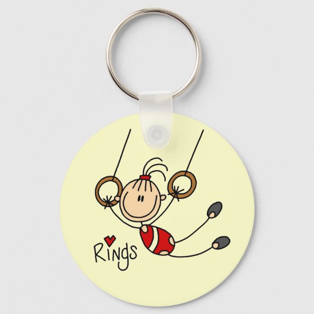 Stick figure girl on Rings Tshirts and Gifts Key Ring (Front)