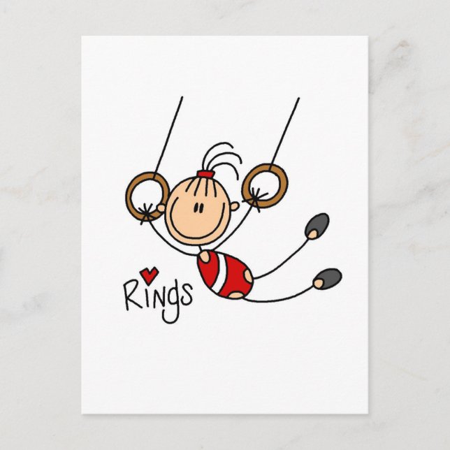 Stick figure girl on Rings Tshirts and Gifts Postcard (Front)