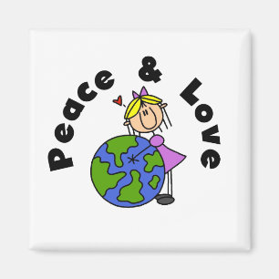 Stick Figure Girl Peace and Love T-shirts and Gift Magnet