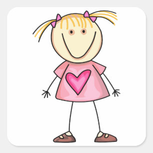 Stick Figure Girl Square Sticker
