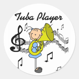 Stick Figure Girl Tuba Player T-shirts and GIfts Classic Round Sticker