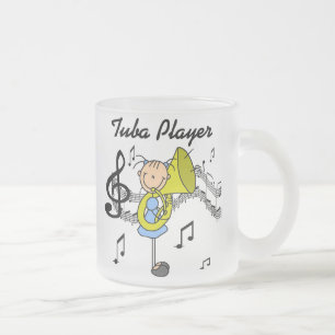 Stick Figure Girl Tuba Player T-shirts and GIfts Frosted Glass Coffee Mug