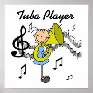 Stick Figure Girl Tuba Player T-shirts and GIfts Poster