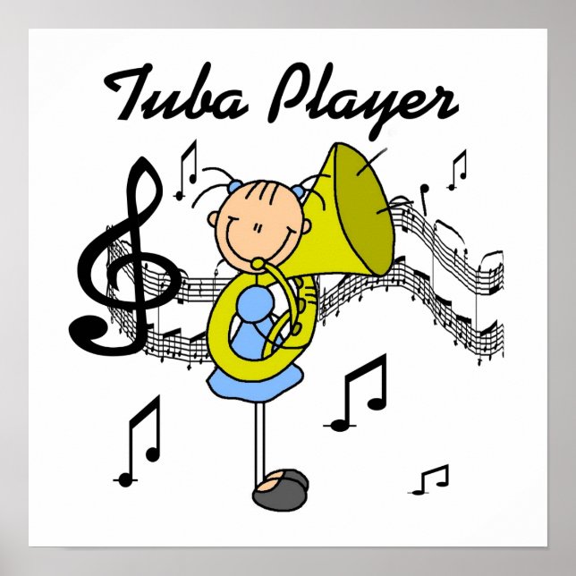 Stick Figure Girl Tuba Player T-shirts and GIfts Poster (Front)