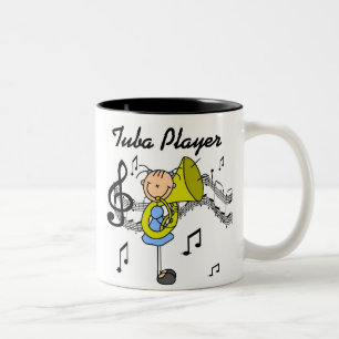 Stick Figure Girl Tuba Player T-shirts and GIfts Two-Tone Coffee Mug