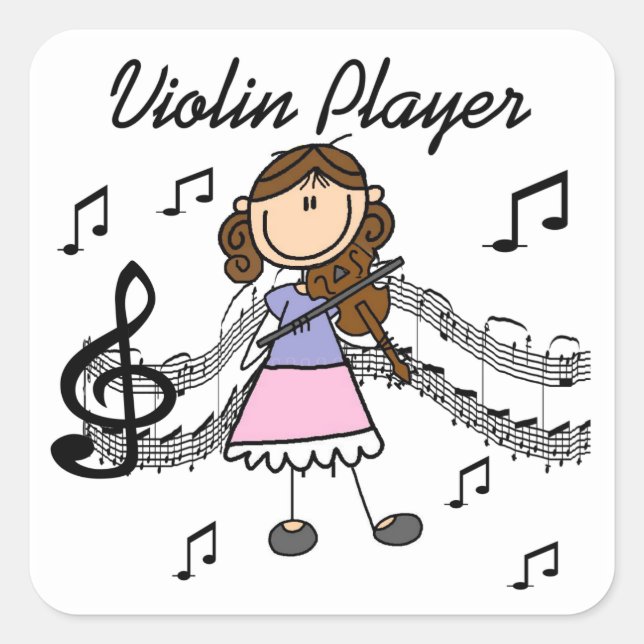 Stick Figure Girl Violin Player Sticker (Front)
