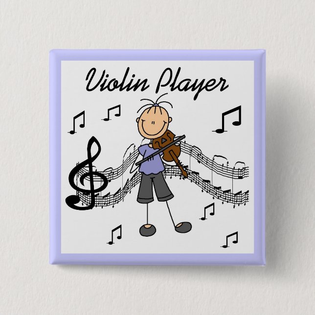 Stick Figure Girl Violin Player T-shirts and Gifts 15 Cm Square Badge (Front)