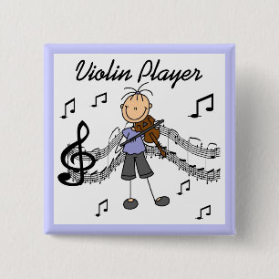 Stick Figure Girl Violin Player T-shirts and Gifts 15 Cm Square Badge
