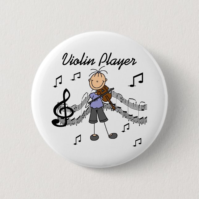 Stick Figure Girl Violin Player T-shirts and Gifts 6 Cm Round Badge (Front)