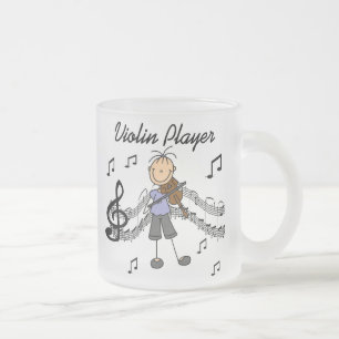 Stick Figure Girl Violin Player T-shirts and Gifts Frosted Glass Coffee Mug