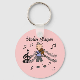 Stick Figure Girl Violin Player T-shirts and Gifts Key Ring