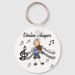 Stick Figure Girl Violin Player T-shirts and Gifts Key Ring