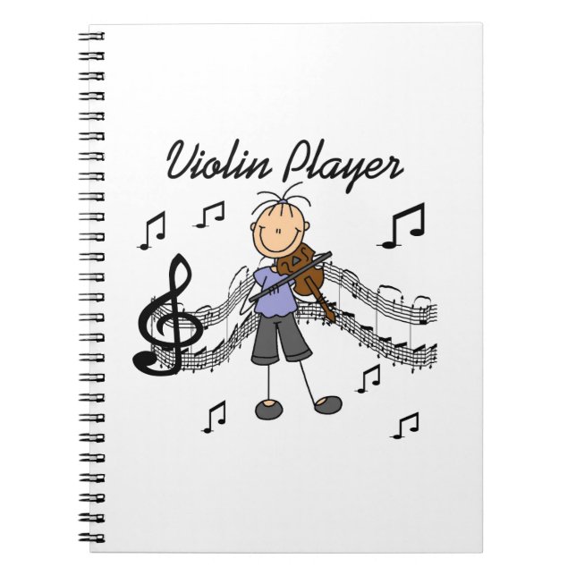 Stick Figure Girl Violin Player T-shirts and Gifts Notebook (Front)