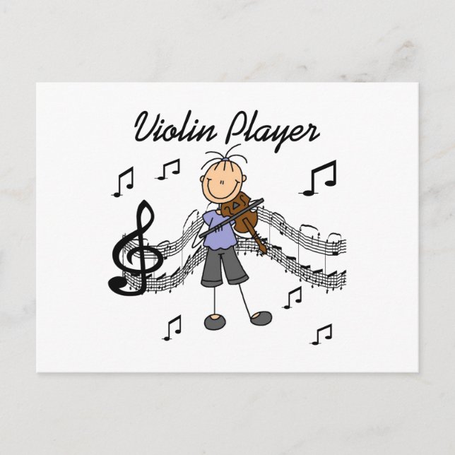 Stick Figure Girl Violin Player T-shirts and Gifts Postcard (Front)