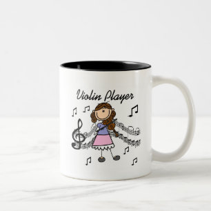 Stick Figure Girl Violin Player T-shirts and Gifts Two-Tone Coffee Mug