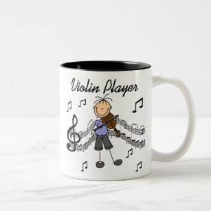 Stick Figure Girl Violin Player T-shirts and Gifts Two-Tone Coffee Mug