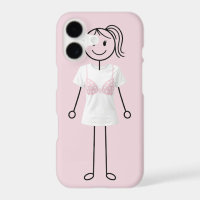 Stick Figure Girl Wearing Bra with Pink Ribbon