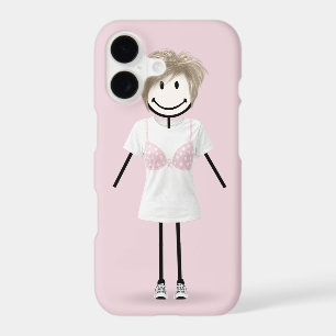 Stick Figure Girl With Bra with Pink Ribbon Symbol