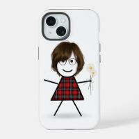Stick Figure Girl with Daisies
