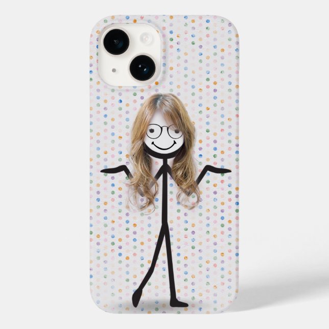 Stick Figure Girl With Hair and Glasses Case-Mate iPhone Case (Back)